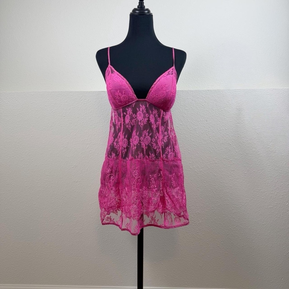 2007 Victoria's Secret Pink Lace Low Back Lingerie Slip — Size L